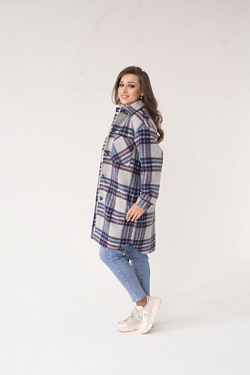 2 Рубашка женская демисезонная 23200 (синий/клетка)