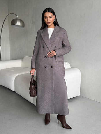 5 Пальто женское демисезонное 26830  (коричневый/ёлочка)