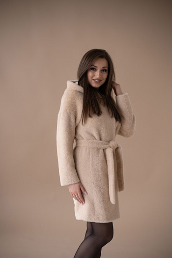 3 Пальто женское демисезонное 23100 (беж/тедди)