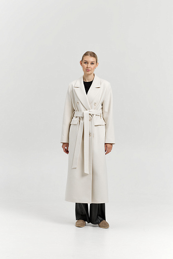 2 Пальто женское демисезонное 26326 (молочный/рубчик)