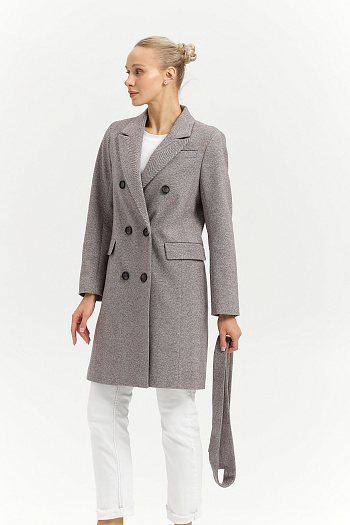 4 Пальто женское демисезонное 26897 (коричневый/ёлочка)