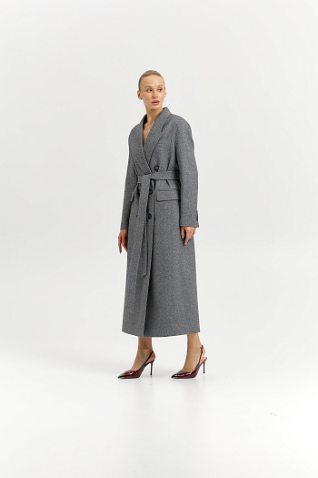 3 Пальто женское демисезонное 26830 (пепельный/ёлочка)