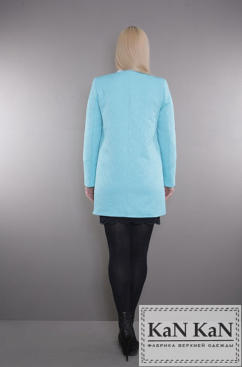 3 Летнее пальто из жаккарда полуприлегающий силуэт  (бирюза)