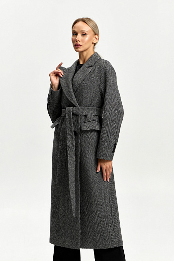5 Пальто женское демисезонное 26102 (черно-белый/ёлочка)