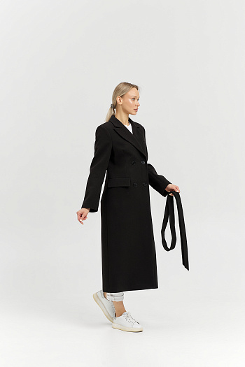 6 Пальто женское демисезонное 26895 (черный/рубчик)