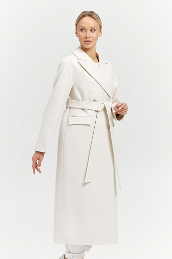 13 Пальто женское демисезонное 26102 (молочный/рубчик)