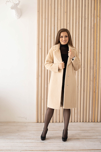 5 Пальто женское демисезонное 21909  (беж/тедди) 