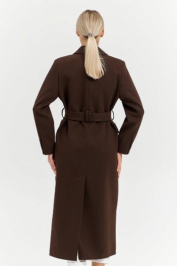 11 Пальто женское демисезонное 26326 (шоколад/рубчик)