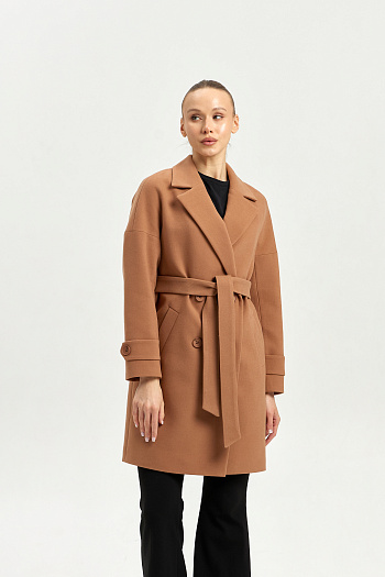 3 Пальто женское демисезонное 22970 (тёмный кэмел)
