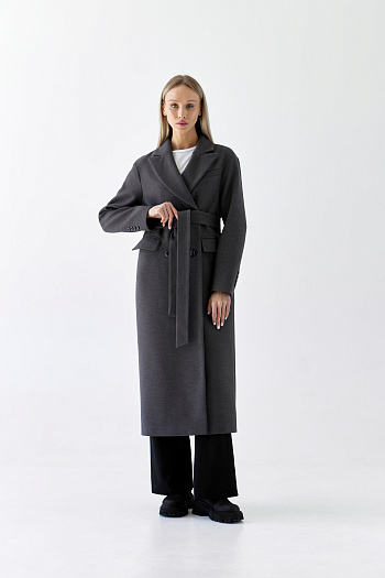 2 Пальто женское демисезонное 26102 (темно-серый)