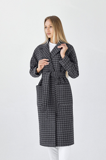 9 Пальто женское демисезонное 25550 (черно-серый)
