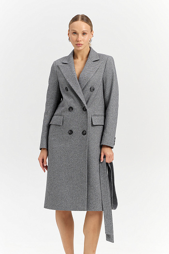 9 Пальто женское демисезонное 25775 (пепельный/ёлочка)