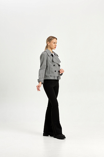 2 Полупальто женское демисезонное 25999 (серый/ёлочка)