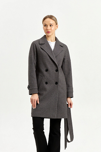 7 Пальто женское демисезонное 22970 (серый точка)
