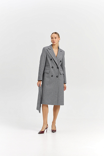 2 Пальто женское демисезонное 25775 (пепельный/ёлочка)