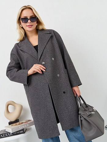 2 Пальто женское демисезонное 25885 (серый точка)