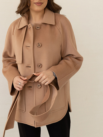 4 Пальто женское демисезонное 25010 (кэмел/ворсовая ткань)