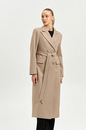 7 Пальто женское демисезонное 26895 (бежевый точка)