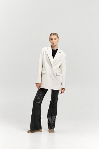 2 Пальто женское демисезонное 27100 (молочный/рубчик)