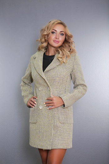 2 Пальто женское демисезонное 17505-086 (желт./сер.) 