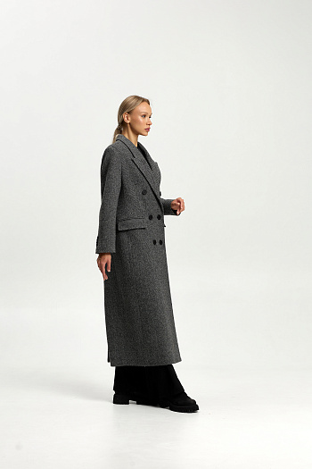 5 Пальто женское демисезонное 26830 (черно-белый/ёлочка)