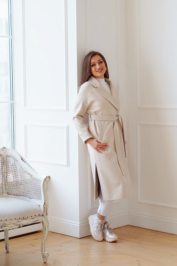 4 Пальто женское демисезонное 21820  (кремовый) 