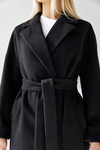 11 Пальто женское демисезонное 25990 (черный ворсовый)