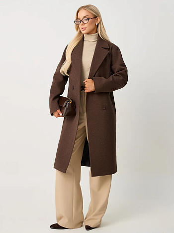 2 Пальто женское демисезонное 22971 (шоколад/ёлочка)