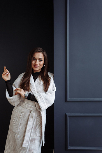 3 Пальто женское демисезонное 20905  (беж./клетка) 