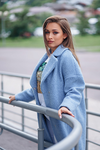 3 Пальто женское демисезонное 21909  (голубой) 