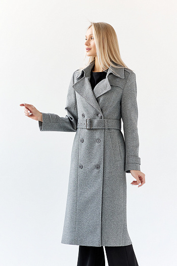 4 Пальто женское демисезонное 25797 (пепельный/ёлочка)