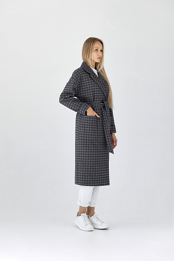 7 Пальто женское демисезонное 25550 (черно-серый)