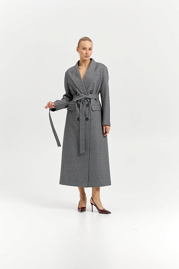 4 Пальто женское демисезонное 26830 (пепельный/ёлочка)