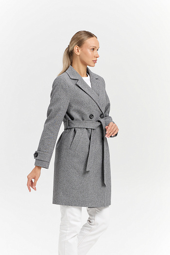 8 Пальто женское демисезонное 25570 (пепельный/ёлочка)