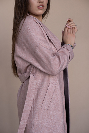 3 Пальто женское демисезонное 21820 (розовый рубчик)