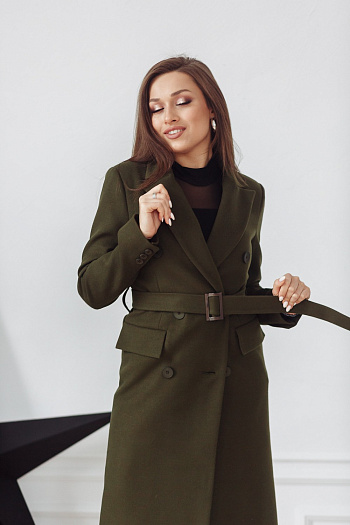 5 Пальто женское демисезонное 22510  (хаки) 