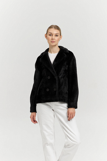 6 Пальто женское демисезонное 24108 (черный/тедди)