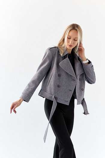 11 Полупальто женское демисезонное 25999 (серый/рубчик)