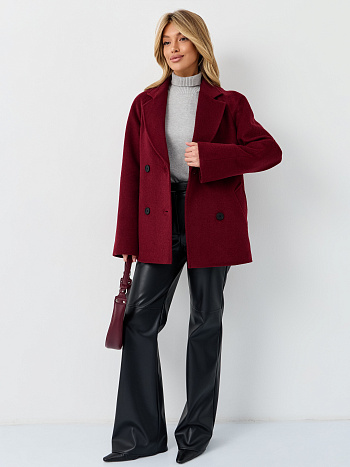 2 Пальто женское демисезонное 27220 (вино ворсовый)