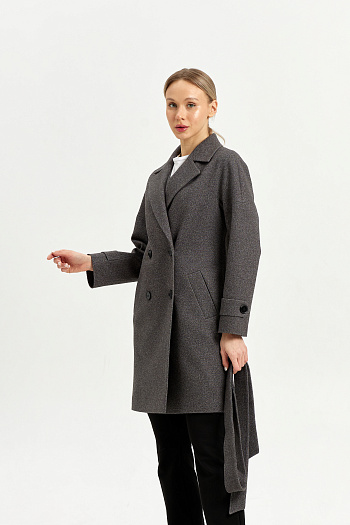 6 Пальто женское демисезонное 22970 (серый точка)