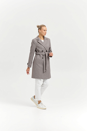 3 Пальто женское демисезонное 25570 (коричневый/ёлочка)