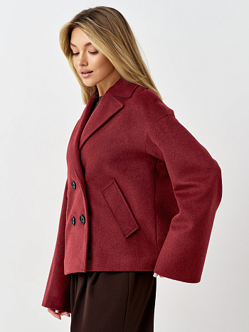 3 Пальто женское демисезонное 27332 (вино ворсовый)