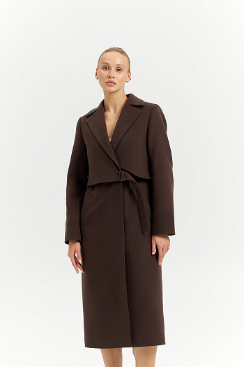 8 Пальто женское демисезонное 27105 (шоколад)