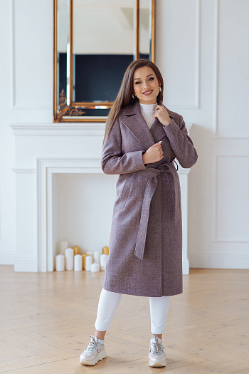 4 Пальто женское демисезонное 21930  (розовый меланж) 