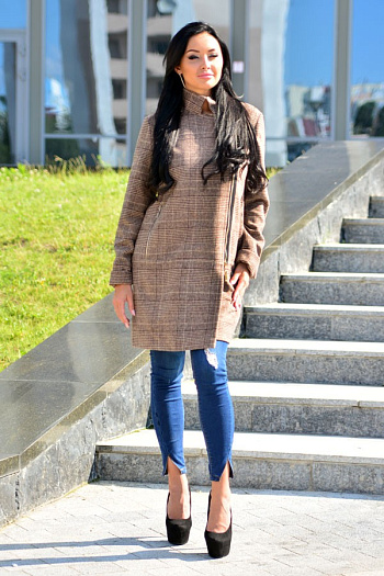 2 Пальто 18840  (клетка (корич/бел)) 