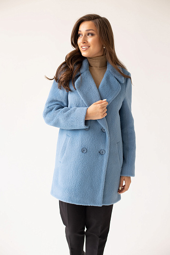 2 Пальто женское демисезонное 23720 (голубой/тедди)