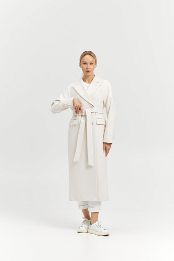 8 Пальто женское демисезонное 26102 (молочный/рубчик)