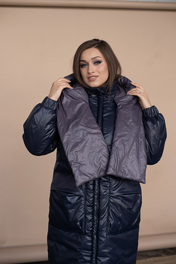 2 Куртка женская зимняя 22600  (синий/лиловый) 