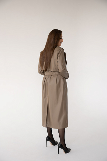 2 Плащ женский 1115 (бежевый/экокожа)