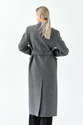 5 Пальто женское демисезонное 26326 (черно-белый/ёлочка)